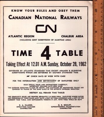 Canadian National Chaleur Area 1962