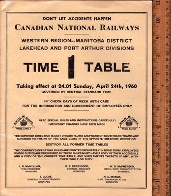 Canadian National Lakehead and Port Arthur Divisions 1960