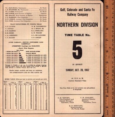 Gulf, Colorado and Santa Fe Northern Division 1962