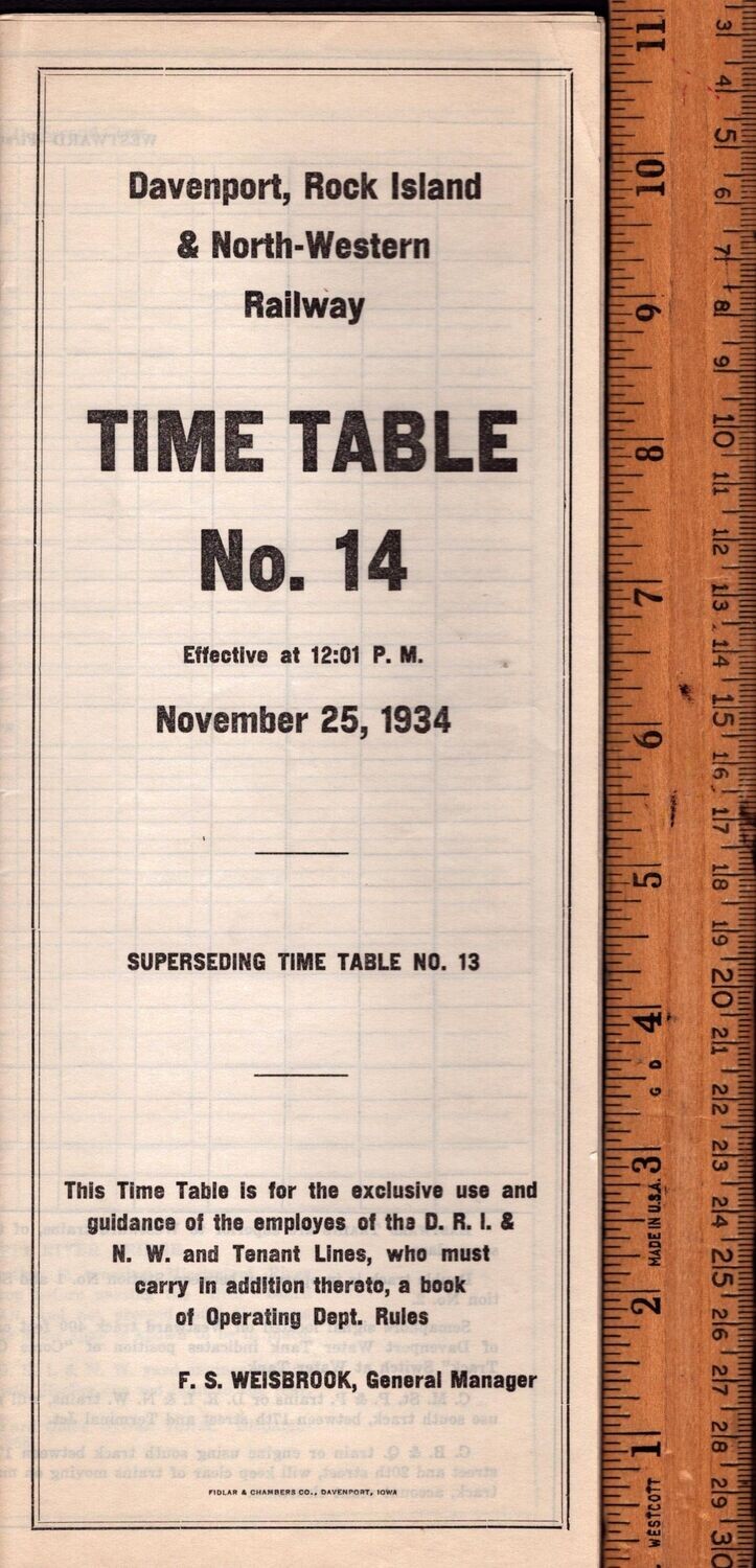 Davenport, Rock Island & North-Western Railway 1934