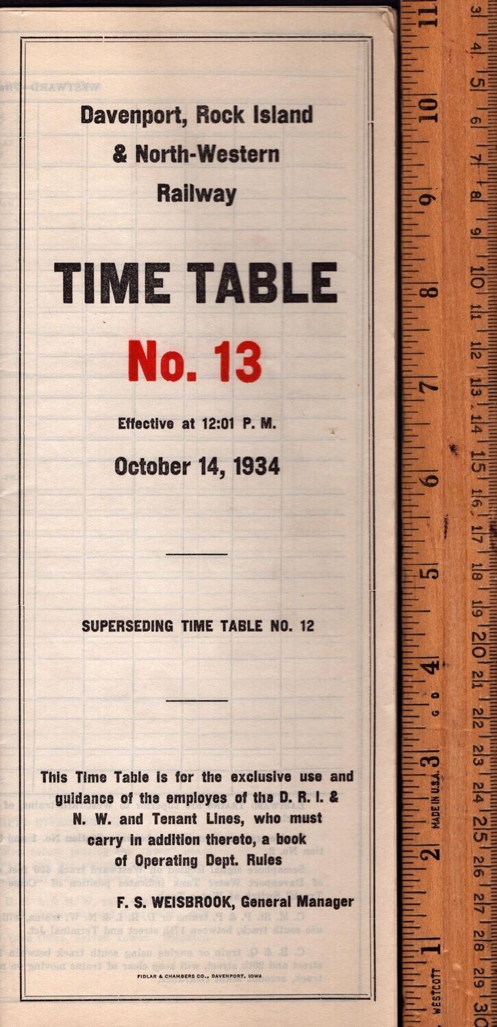 Davenport, Rock Island & North-Western Railway 1934