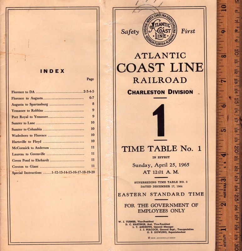 Atlantic Coast Line Charleston Division 1965