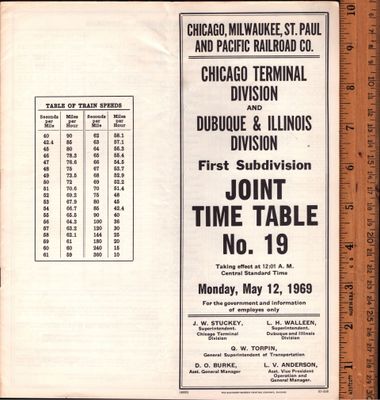 Milwaukee Road Chicago Terminal Division and Dubuque & Illinois Division (First Subdivision) Joint 1969