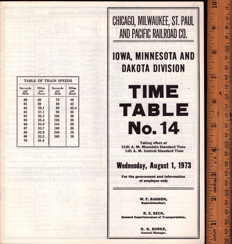 Milwaukee Road Iowa, Minnesota and Dakota Division 1973