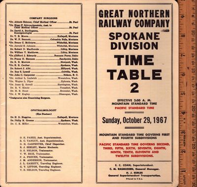 Great Northern Spokane Division 1967