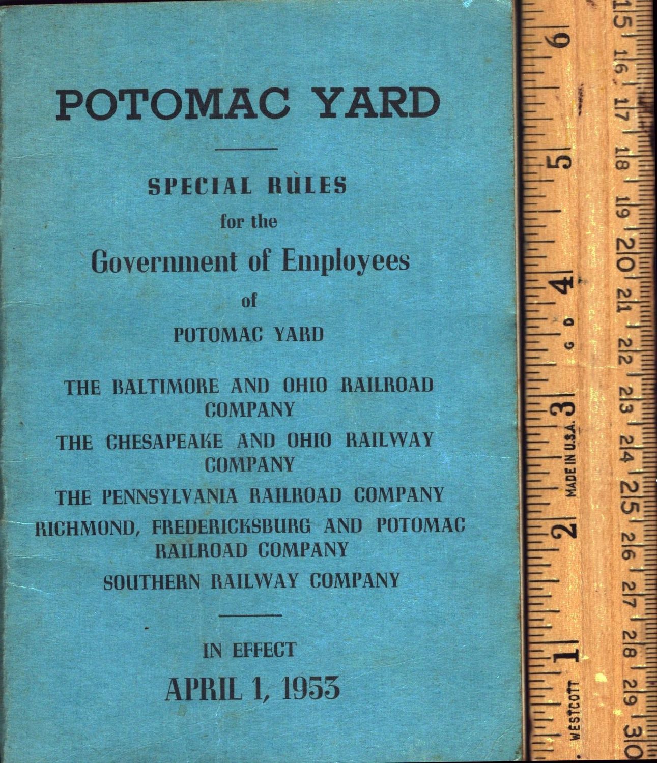 Richmond Fredericksburg and Potomac Potomac Yard Special Rules 1953