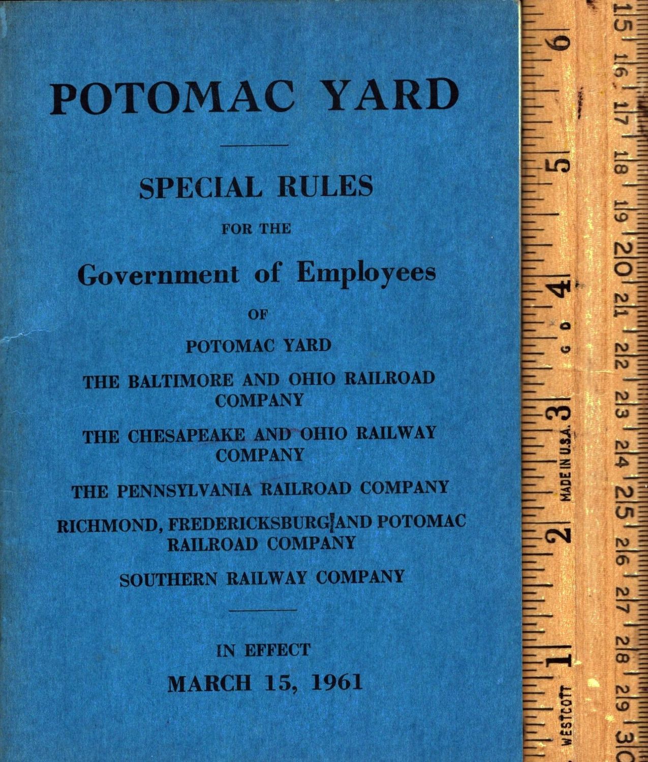 Richmond Fredericksburg and Potomac Potomac Yard Special Rules 1961