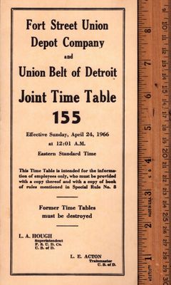 Fort Street Union Depot Company and Union Belt of Detroit 1966