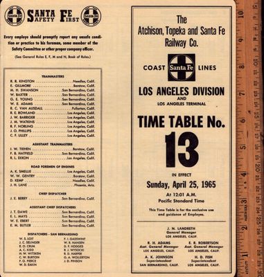 Santa Fe Los Angeles Division 1965