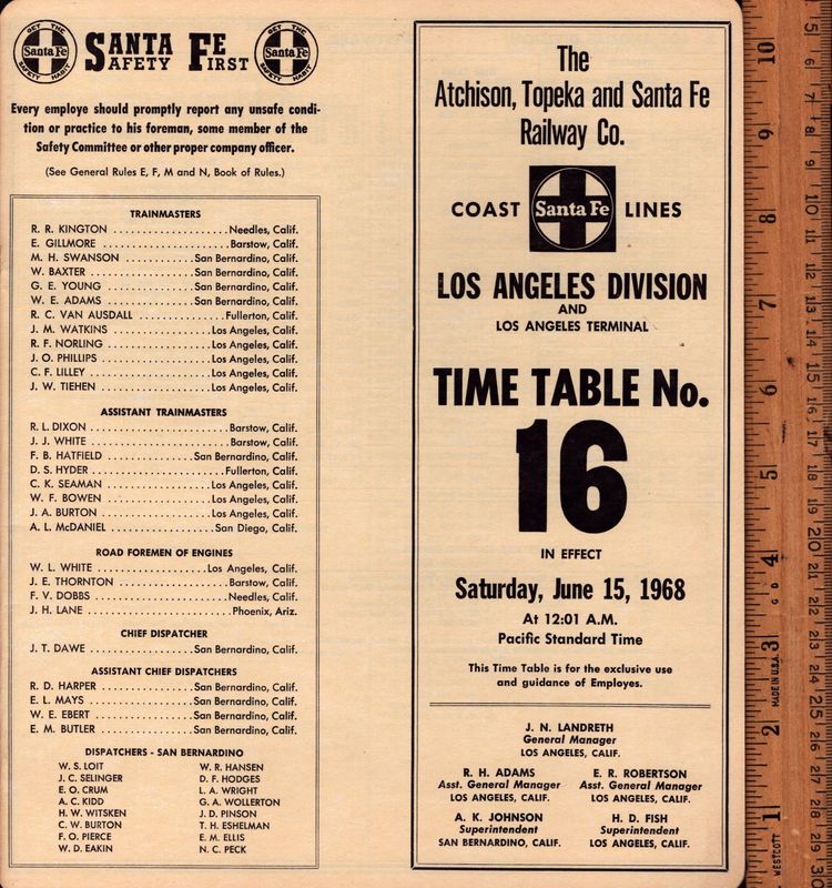 Santa Fe Los Angeles Division 1965