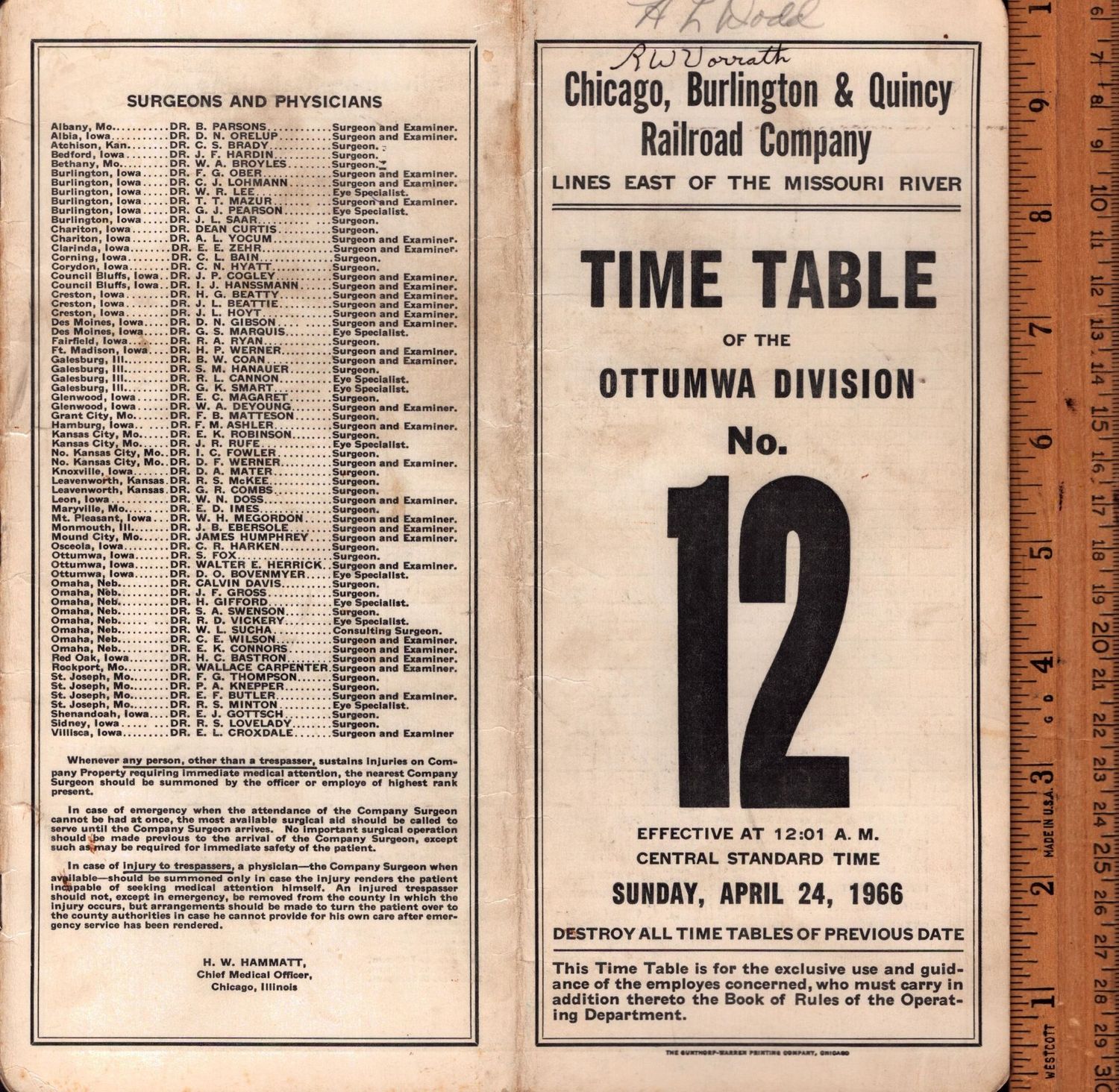 Chicago, Burlington & Quincy Ottumwa Division 1966