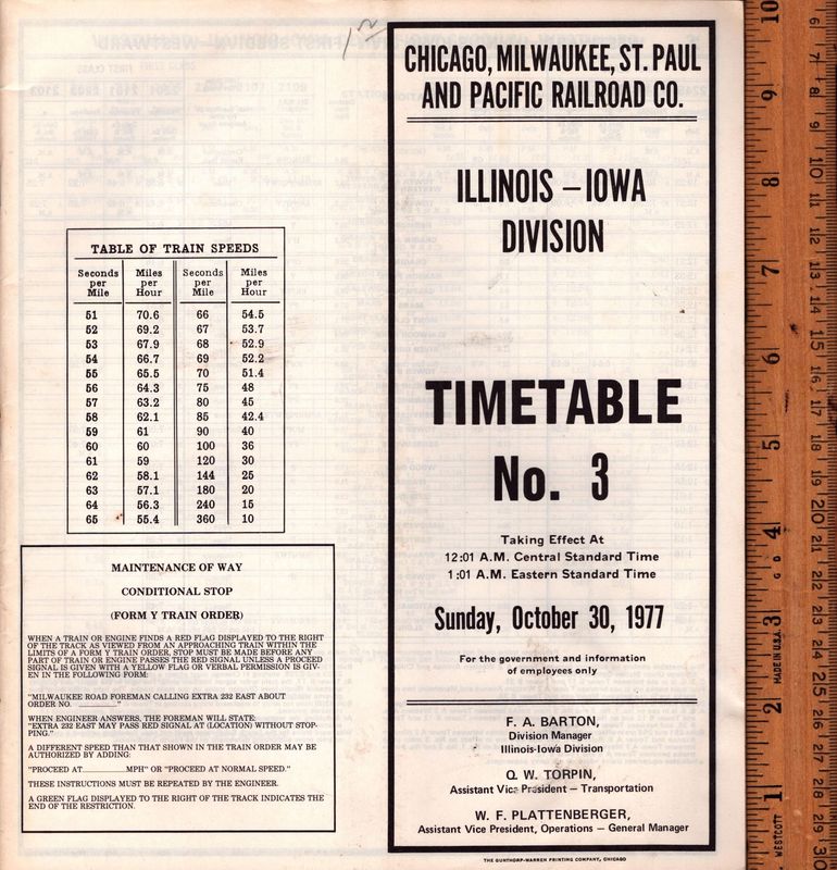 Milwaukee Road Illinois-Iowa Division 1977