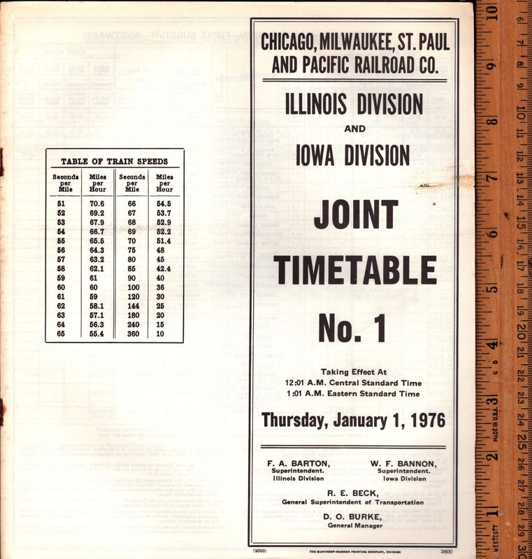 Milwaukee Road Illinois and Iowa Divisions 1976