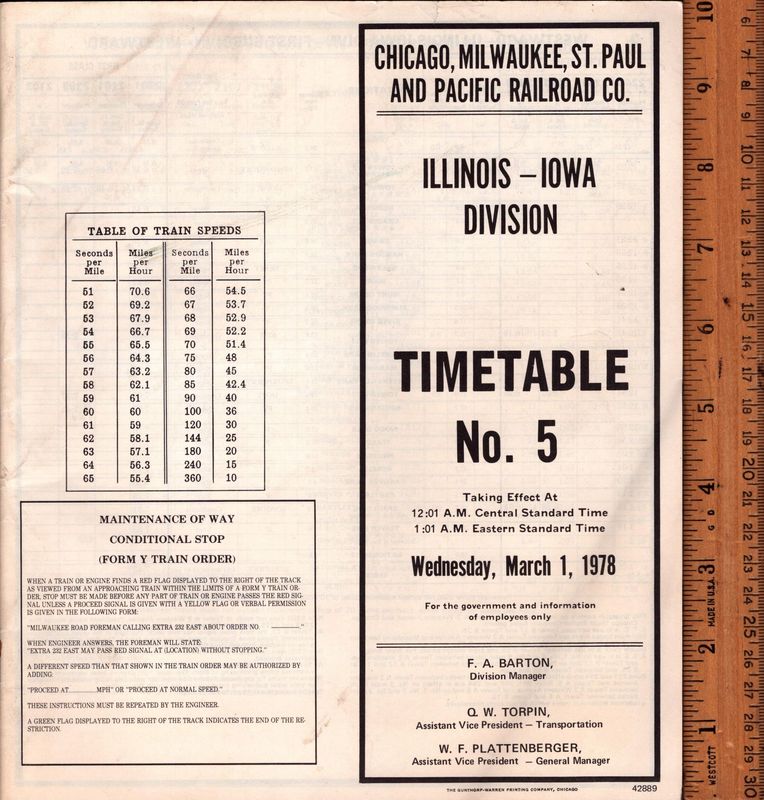 Milwaukee Road Illinois-Iowa Division 1978