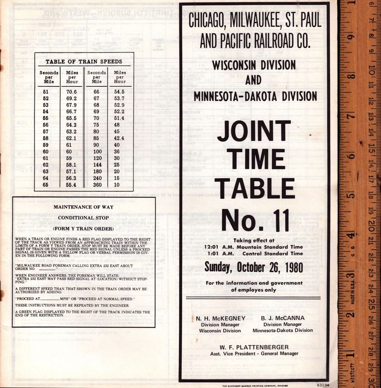 Milwaukee Road Wisconsin and Minnesota-Dakota Divisions 1980