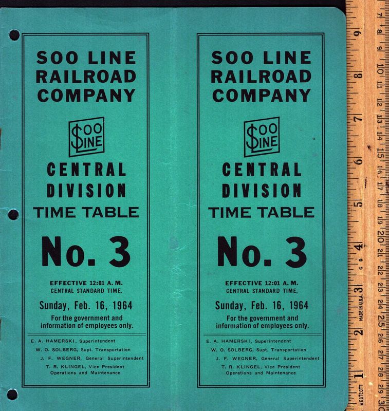 Soo Line Central Division 1964