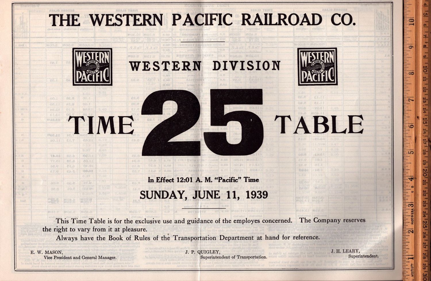 Western Pacific Western Division 1939