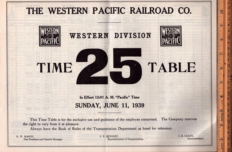 Western Pacific Western Division 1939