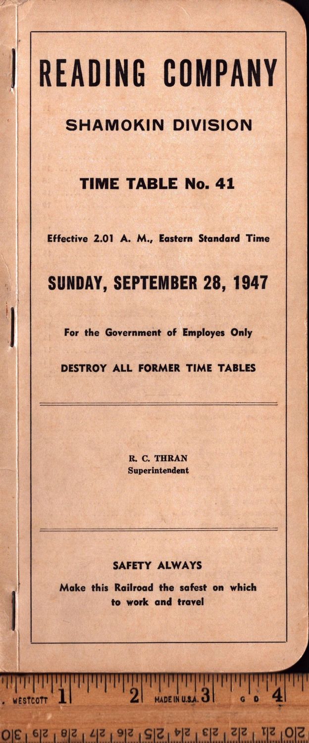 Reading Shamokin Division 1947