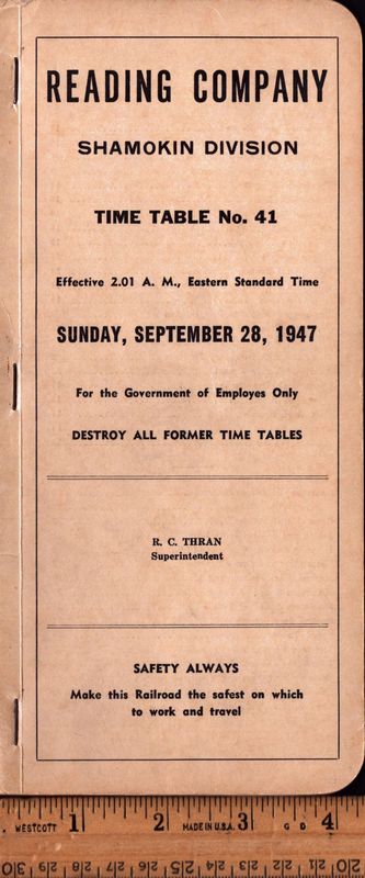 Reading Shamokin Division 1947