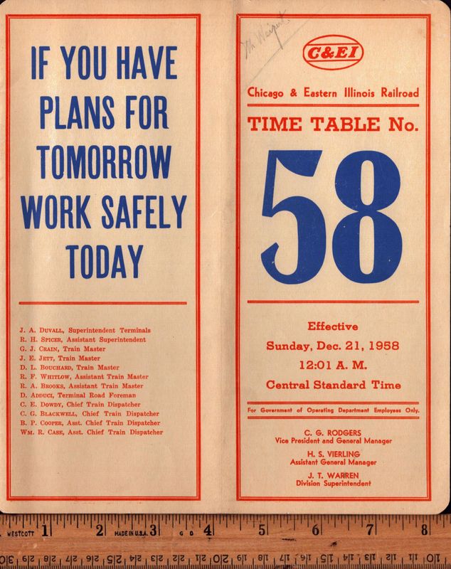 Chicago & Eastern Illinois Railroad 1958