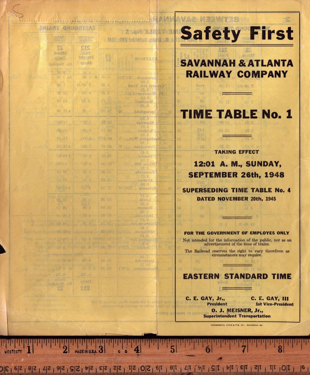 Savannah & Atlanta Railway 1948