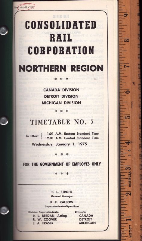 Conrail Northern Region 1976