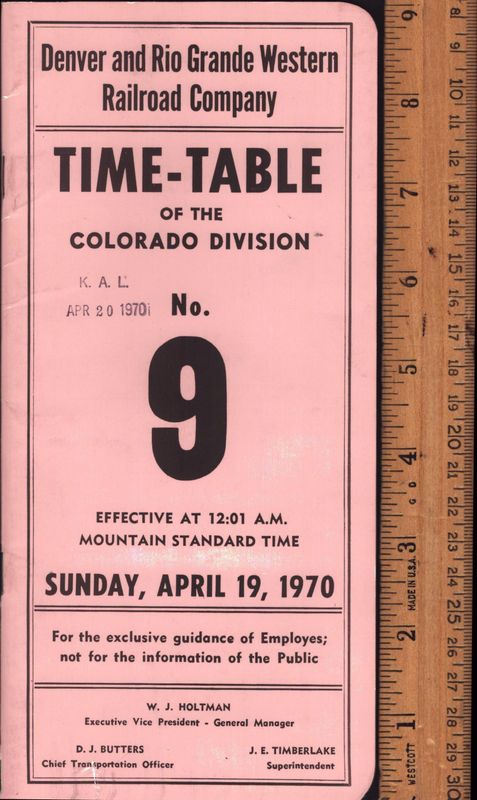 Denver and Rio Grande Western Colorado Division 1970