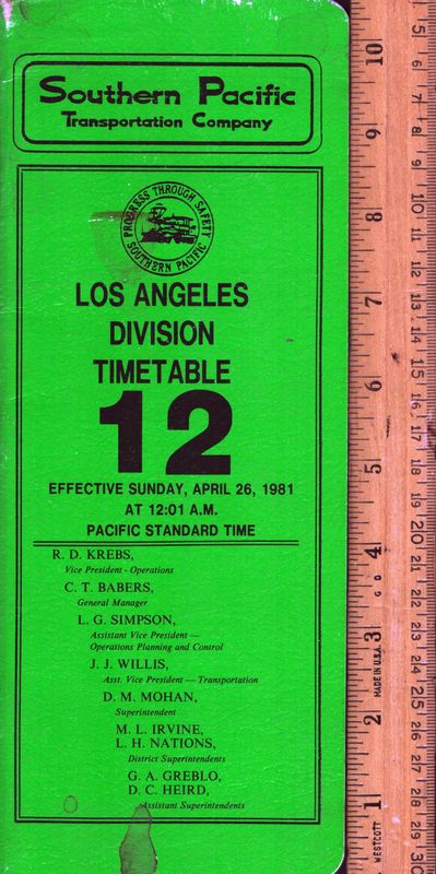 Southern Pacific Los Angeles Division 1981