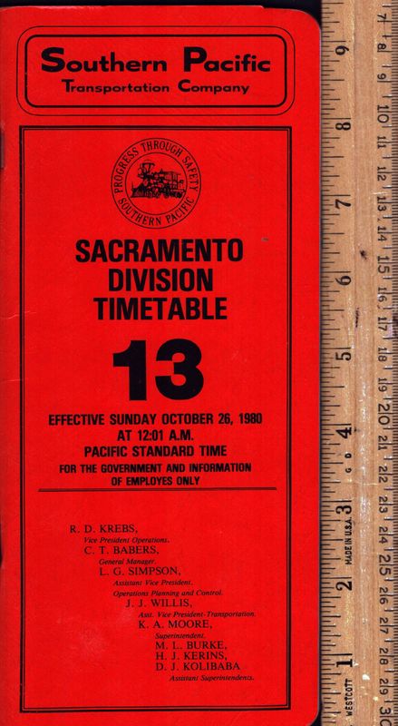 Southern Pacific Sacramento Division 1980