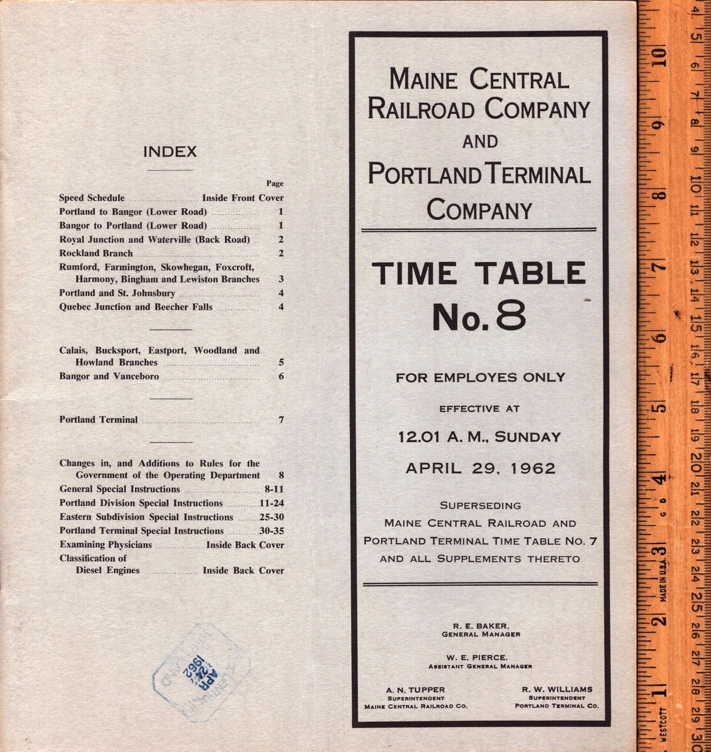 Maine Central Railroad and Portland Terminal Company 1962