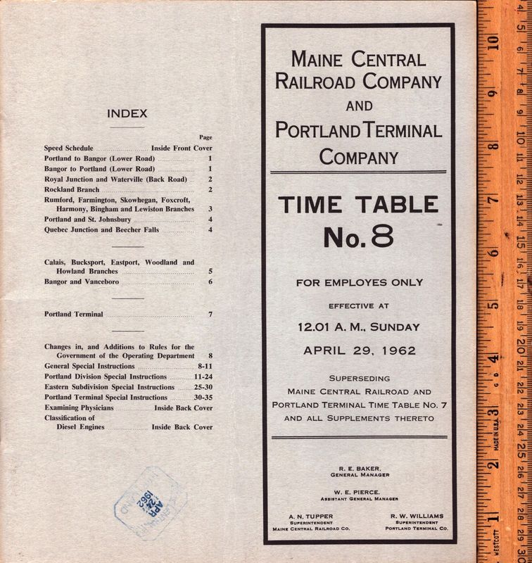 Maine Central Railroad and Portland Terminal Company 1962