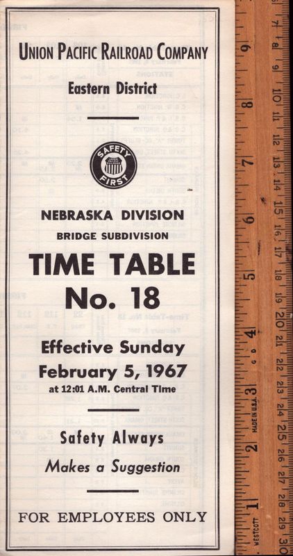 Union Pacific Bridge Subdivision (Nebraska Division) 1967