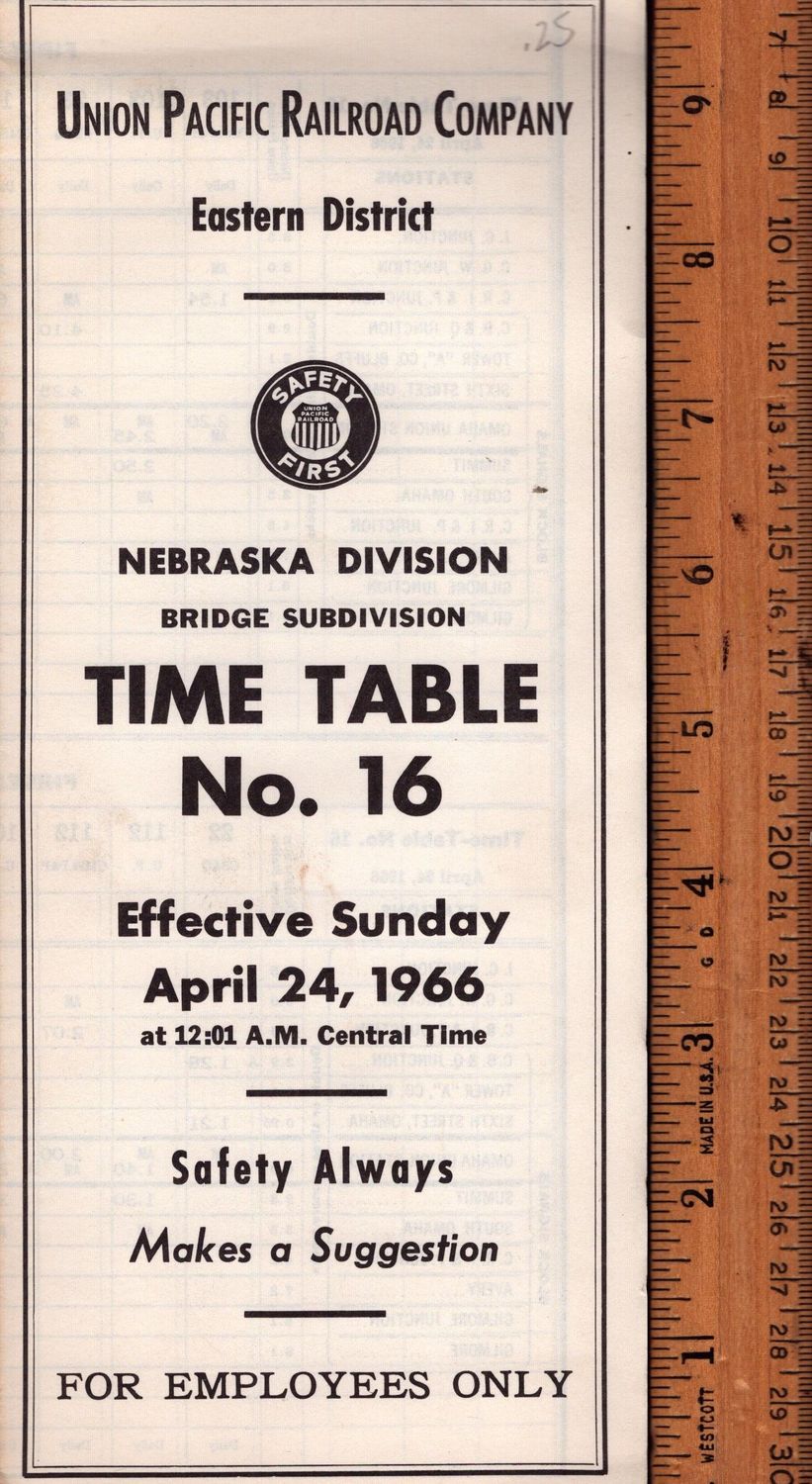 Union Pacific Bridge Subdivision (Nebraska Division) 1966