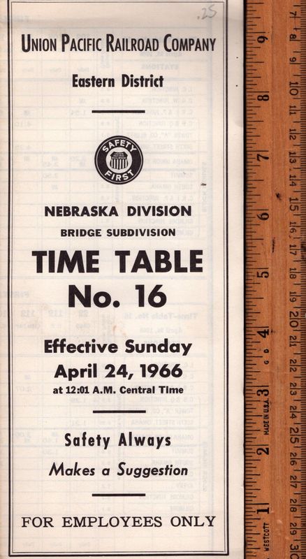Union Pacific Bridge Subdivision (Nebraska Division) 1966
