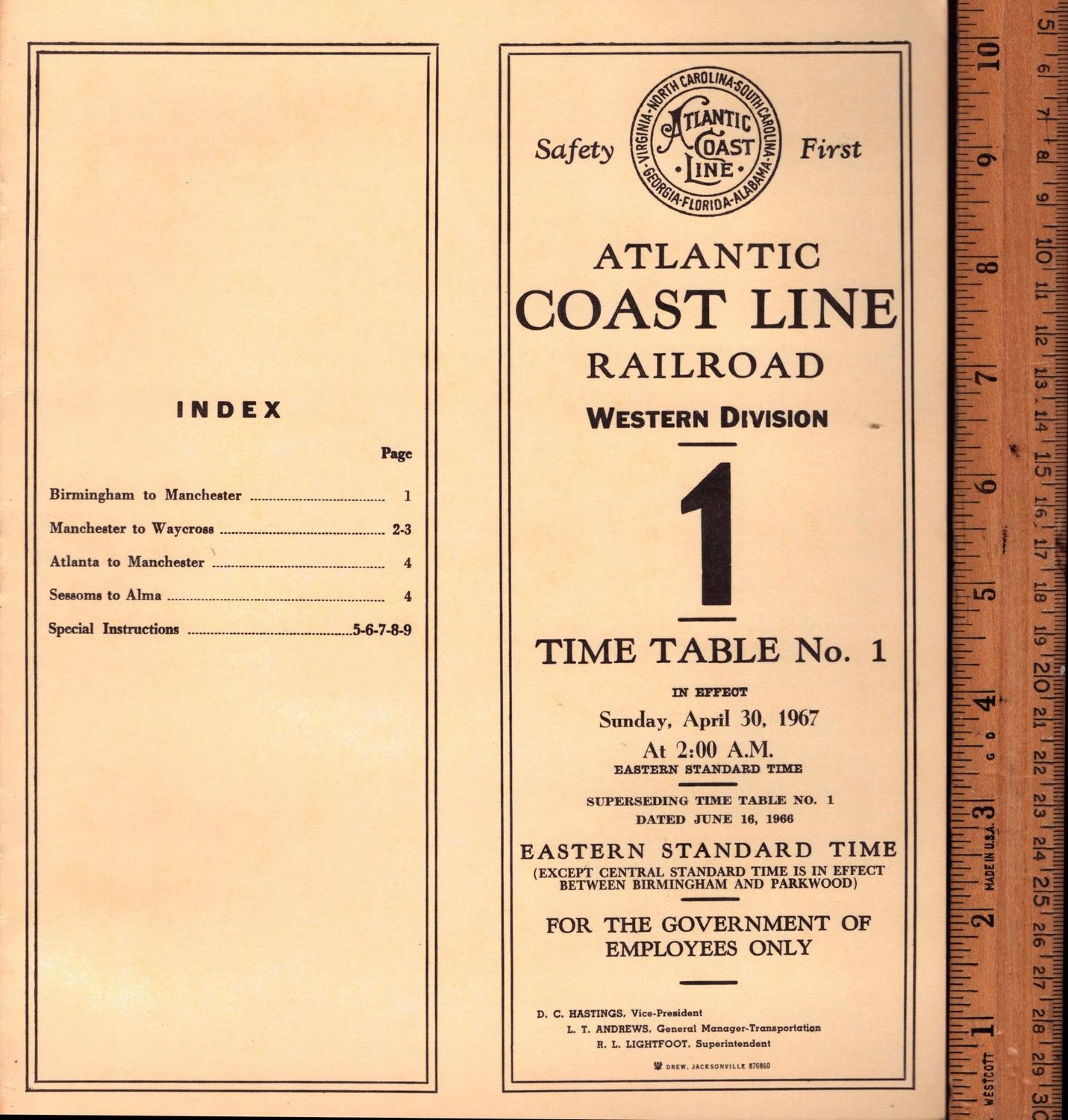 Atlantic Coast Line Western Division 1967