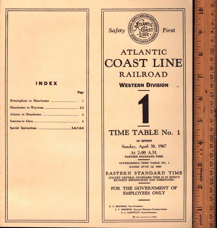 Atlantic Coast Line Western Division 1967