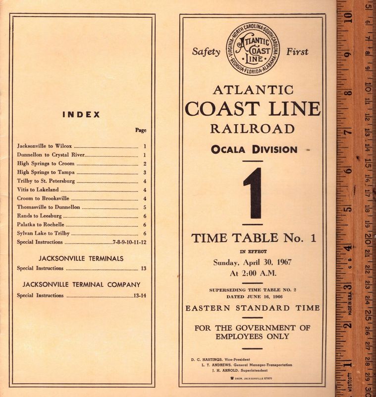 Atlantic Coast Line Ocala Division 1967
