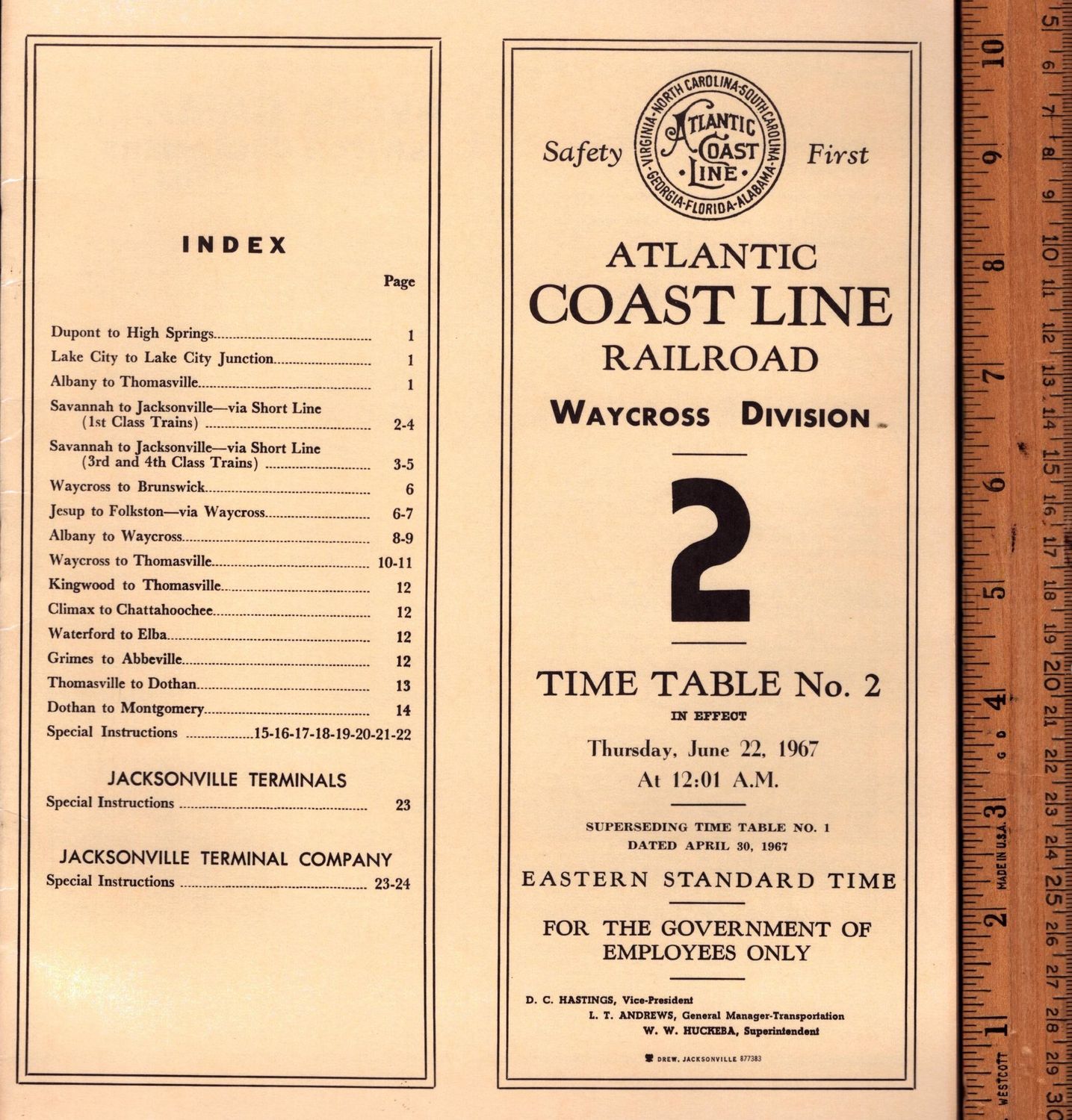 Atlantic Coast Line Waycross Division 1967