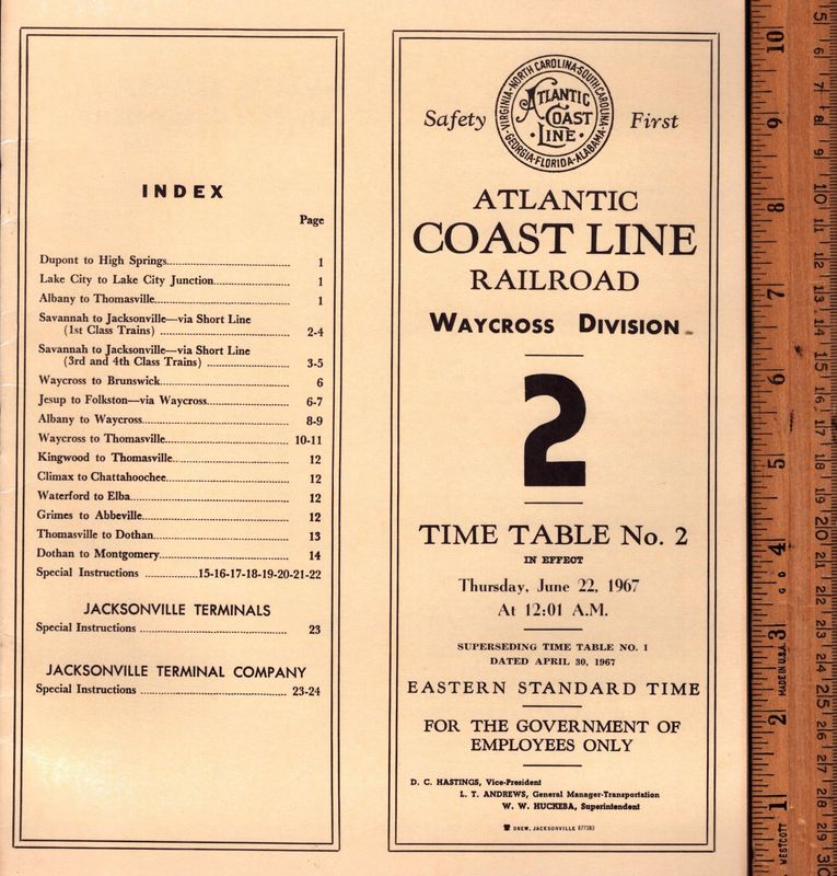 Atlantic Coast Line Waycross Division 1967