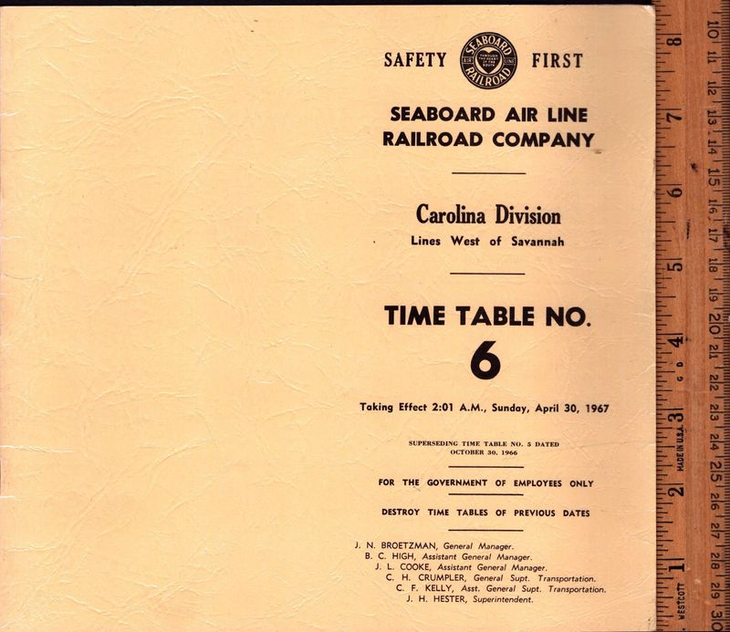 Seaboard Air Line Carolina Division 1967