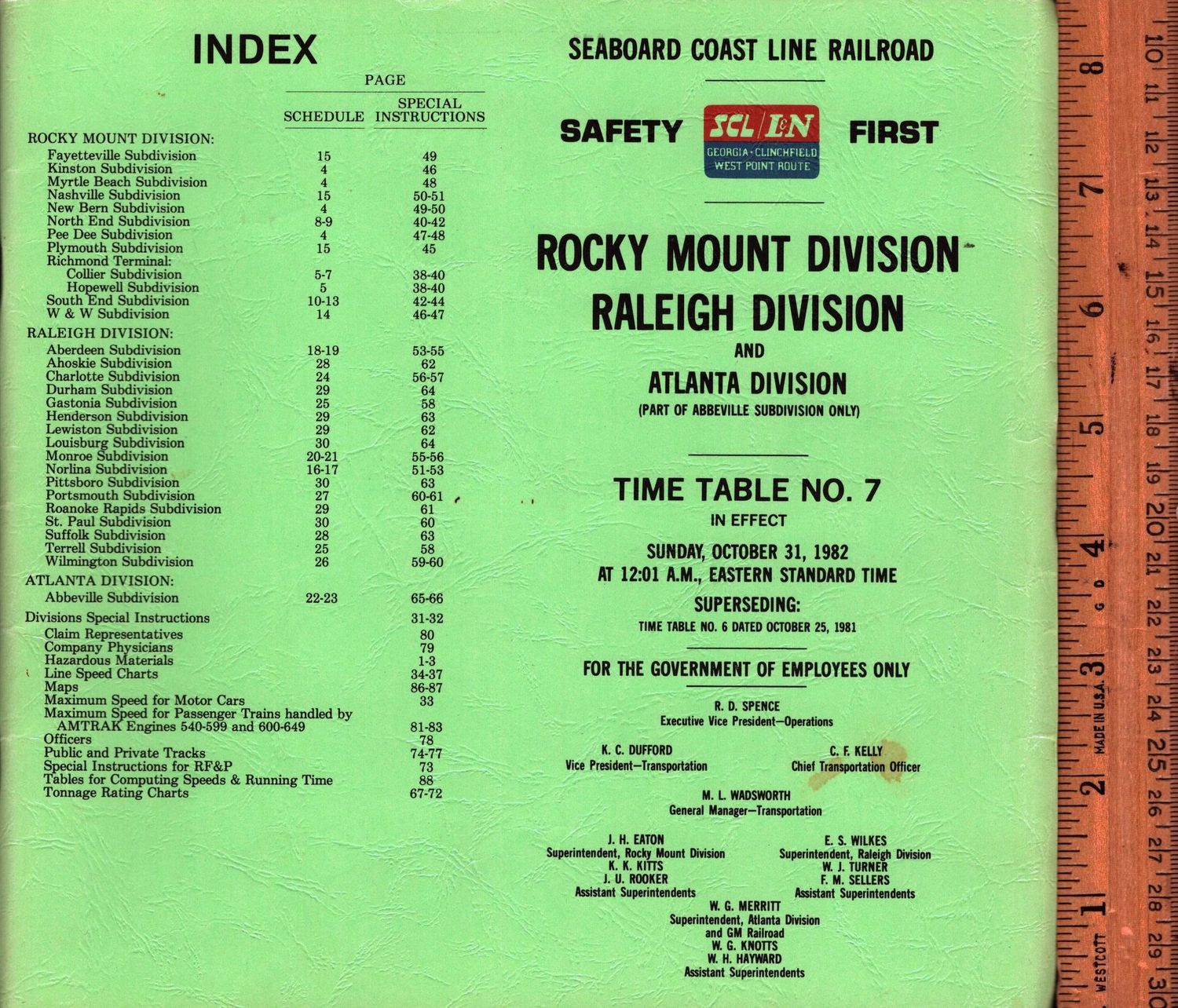 Seaboard Coast Line Rocky Mount and Raleigh Divisions 1982