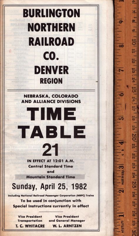 Burlington Northern Denver Region 1982