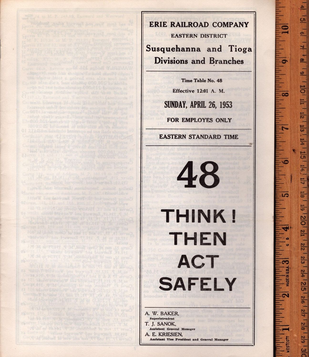 Erie Susquehanna and Tioga Divisions and Branches 1953