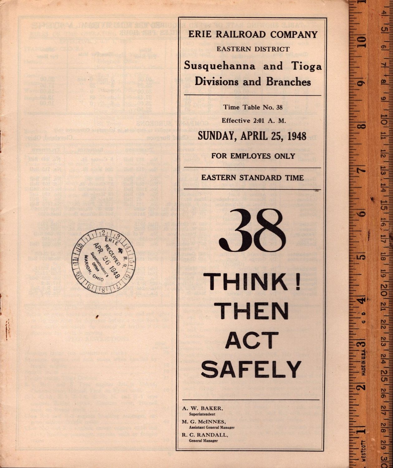 Erie Susquehanna and Tioga Divisions and Branches 1948