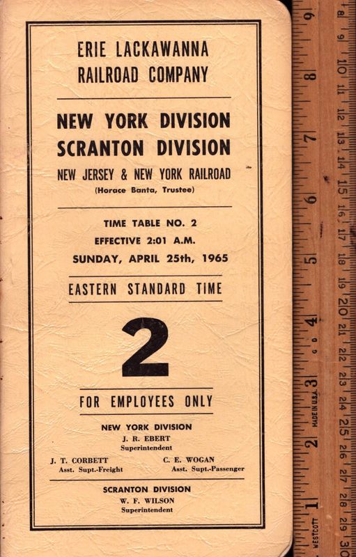Erie Lackawanna New York and Scranton Divisions 1965