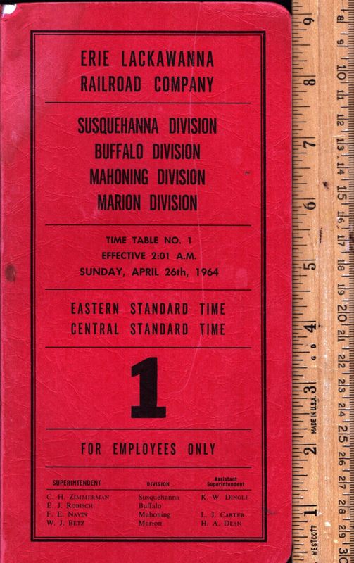 Erie Lackawanna Susquehanna, Buffalo, Mahoning and Marion Divisions 1964