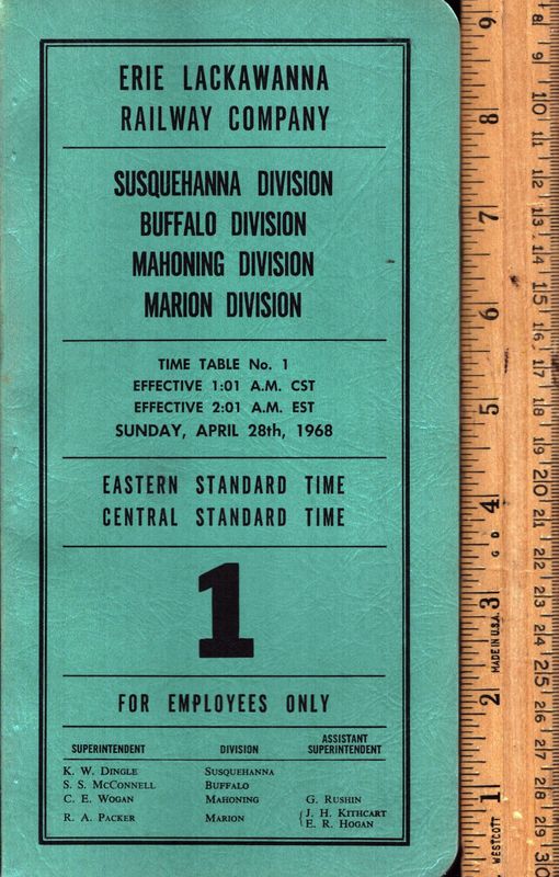 Erie Lackawanna Susquehanna, Buffalo, Mahoning and Marion Divisions 1968