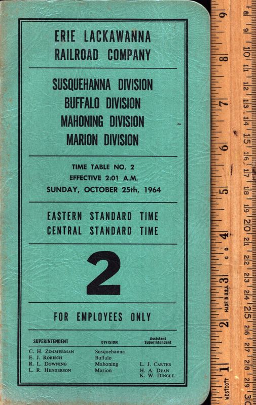 Erie Lackawanna Susquehanna, Buffalo, Mahoning and Marion Divisions 1964