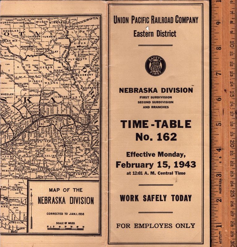 Union Pacific Nebraska Division, 1st & 2nd Subdivisions 1943